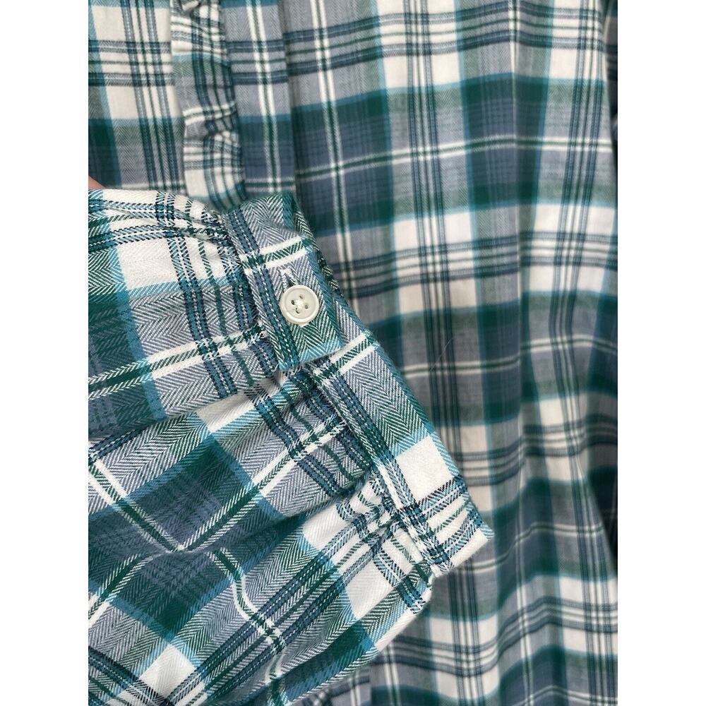 Loft Shirt Size XL Womens Blue Button Front Plaid Ruffle Collar Prairie Top NEW - Picture 7 of 10